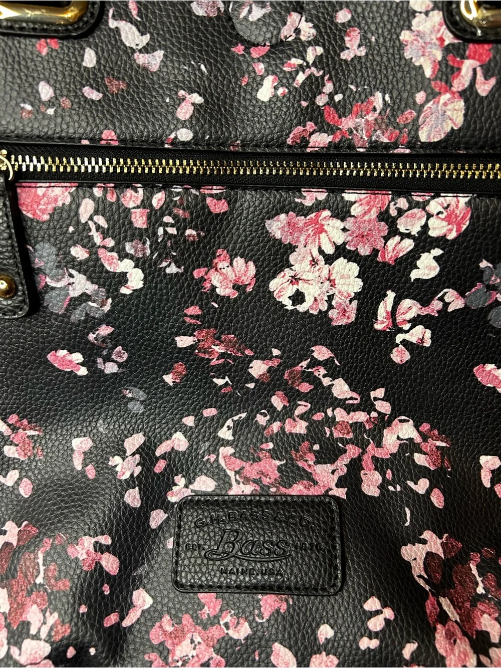 G.H. Bass & Co. Black Tote with Pink Floral Print
